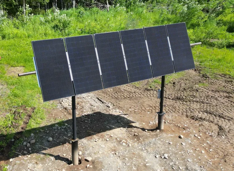 outdoor solar panels in alaska on post installation during sunny day