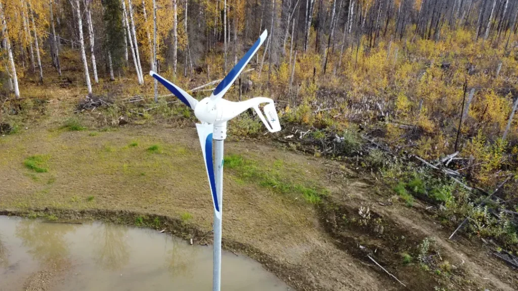 wind turbine in alaska during the summer